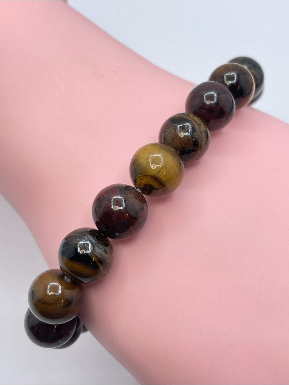 Tigers Eye Gemstone Stretch Bracelet Boho Natural Stone Beaded